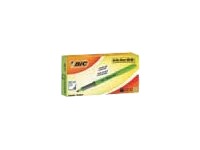 Bic Brite Liner Grip Markeringspenn Fluorescerende Blå Vannbasert Blekk 1.6-3.4 Mm Fin Og Bred En Pakke 12