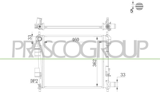 PRASCO HN004R001 Radiator motorkjøling PRASCO HN004R001 Radiator motorkjøling