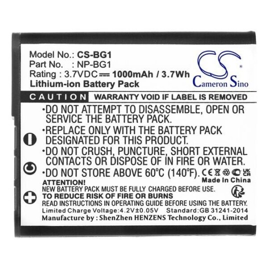 Sony Cyber-shot DSC-W85 batteri (1000 mAh 3.7 V) Sony Cyber-shot DSC-W85 batteri (1000 mAh 3.7 V)
