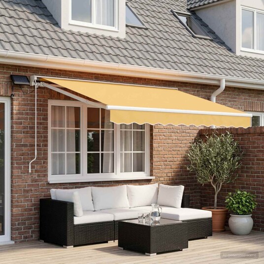 vidaXL Manuell markiseramme med LEDs sand 3,5 x 2,5 m