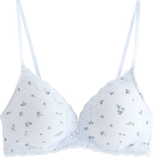 Lindex Soft Bra In Pointelle Blue 75 AA