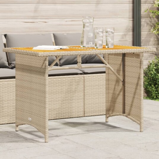  Hagebord med treplate beige 110x68x70 cm polyrotting 366357