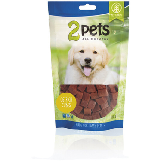 2 Pets Strutsekuber for Hund 400 g - Naturlige Aktivitetsgodbiter
