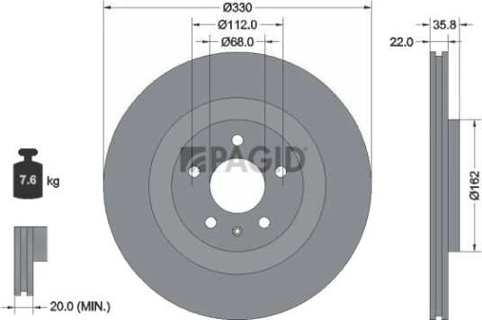 PAGID 55383NHC Bremseskive