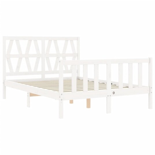 vidaXL Sengeramme med hodegavl hvit 4FT small double heltre