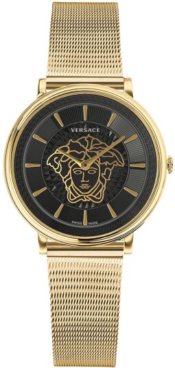 Versace Dameklokke VE8102119 V Circle Sort/Gulltonet stål Ø38 mm