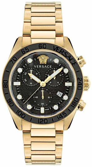 Versace Herreklokke VE6K00523 Greca Dome Sort/Gulltonet stål Ø43 mm