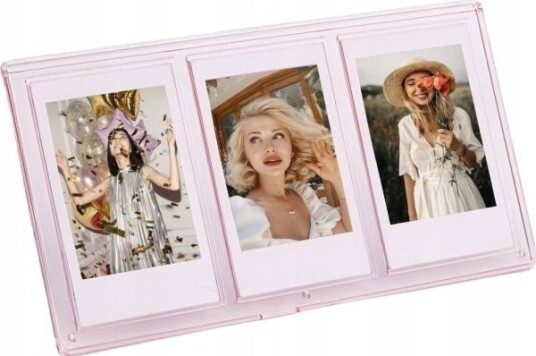 Loveinstant Frame Stående Ramme For 3 Bilder For Kameraer / Skrivere Utskrift På Zink-Papir / Fuji Instax Mini Rosa