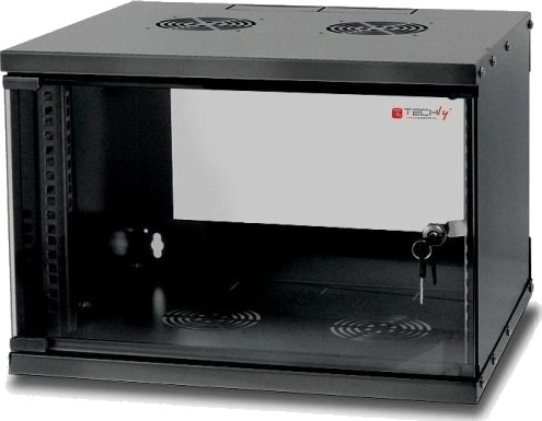 Techly I-Case El-1006B45 Veggmonterbar Hylle 6U 50 Kg Nøkkellås 14.2 Kg Sort