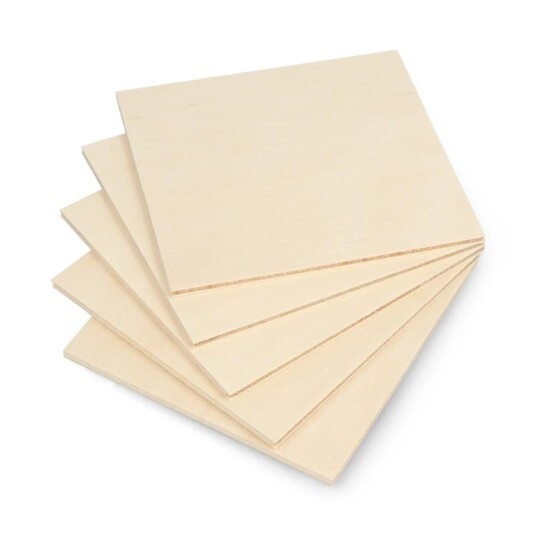 Poppel kryssfiner 4mm 160x160mm 5 stk for laser og CNC Poppel kryssfiner 4mm 160x160mm 5 stk for laser og CNC