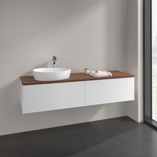 Villeroy & Boch  Antao Servantskap med 2 skuffer 160x50x36 cm u/lys Hvit Matt/Valnøtt