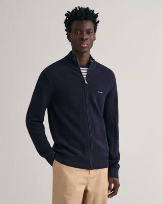 Gant Cardigan i bomullspiqué EVENING BLUE XXL