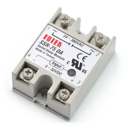 Enkeltfase solid state relé SSR 380 V AC / 32 V DC 75 A