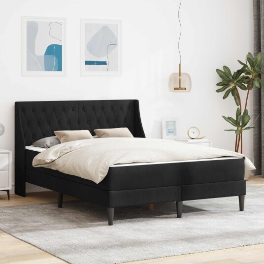 vidaXL Sengeramme med madrass med madrass Svart 160 x 200 cm Fløyel vidaXL Sengeramme med madrass med madrass Svart 160 x 200 cm Fløyel