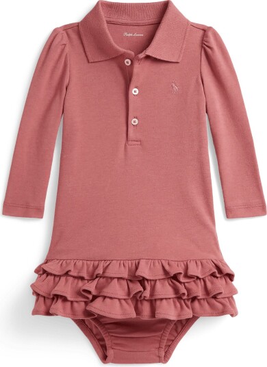 Ralph Lauren Baby Ruffled Soft Cotton Polo Dress & Bloomer CANVAS PINK 85 90