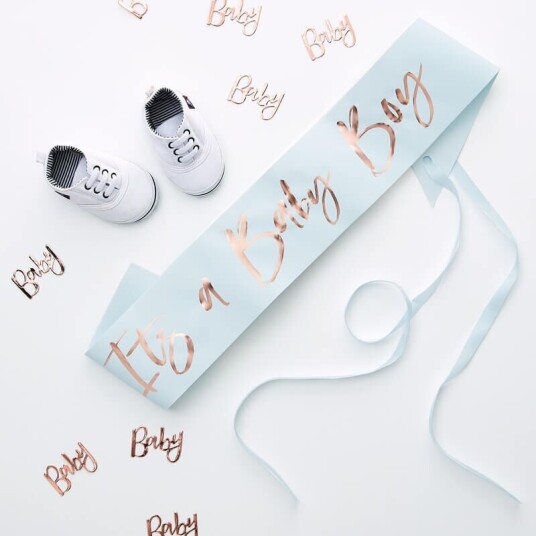 Lys Blått Ordensbånd med Rose Gullfarget Its a Baby Boy Twinkle Twinkle