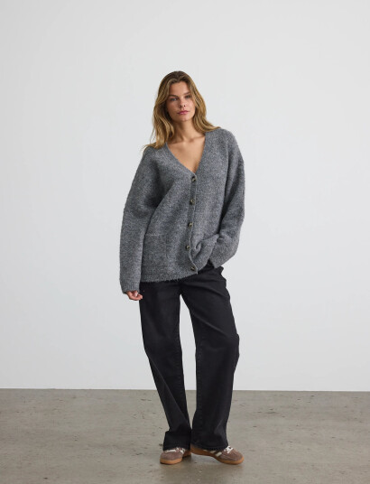 NOISY MAY Nmdolly L/S Knit Cardigan Fwd Noos - Grey - S