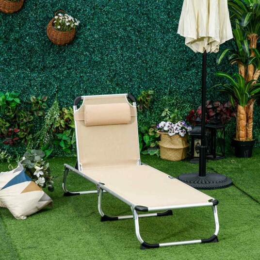 Ergonomisk sammenleggbar solseng i beige mesh Ergonomisk sammenleggbar solseng i beige mesh