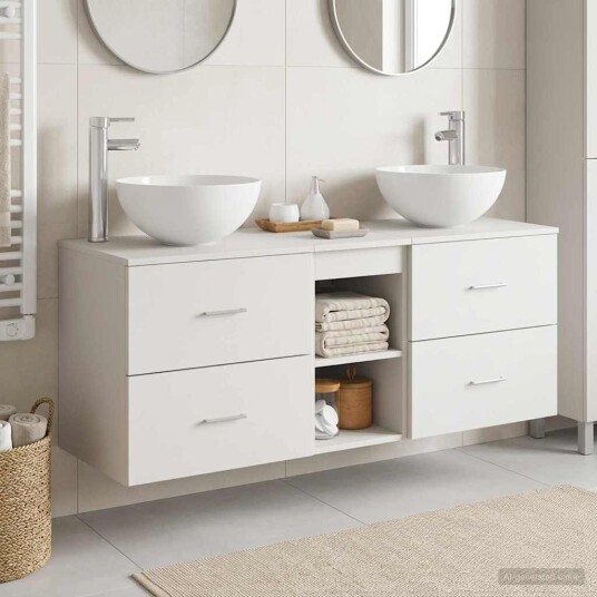 vidaXL Baderomsskapsett 3 stk. Hvit 49,5 x 41 x 64,5 cm Konstruert tre vidaXL Baderomsskapsett 3 stk. Hvit 49,5 x 41 x 64,5 cm Konstruert tre