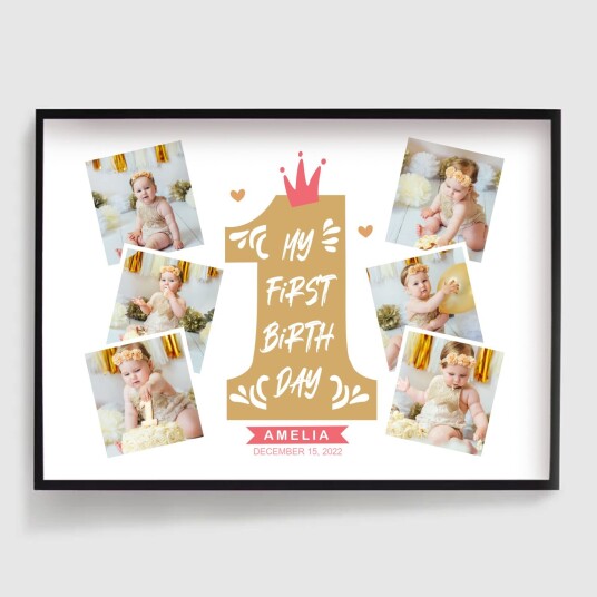 Namly Design Personalisert Plakat Første Bursdag Collage Kronet POSTER4GOE3O Namly Design Personalisert Plakat Første Bursdag Collage Kronet POSTER4GOE3O