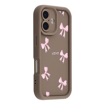 iPhone 16 Plus Stilig støtsikkert TPU deksel med forhøyede kanter Brun / sløyfe