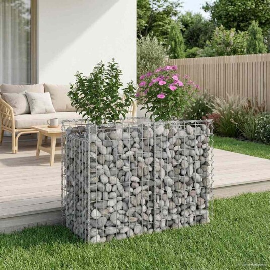 vidaXL Gabion hevet seng 100 x 50 x 80 cm Galvanisert stål Sølv