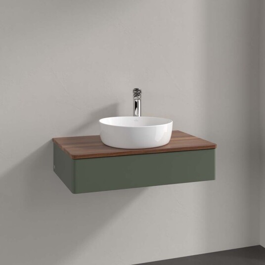 Villeroy & Boch Antao Servantskap med 1 skuff 80x50x19 cm m/lys Grønn Matt/Valnøtt Villeroy & Boch Antao Servantskap med 1 skuff 80x50x19 cm m/lys Grønn Matt/Valnøtt