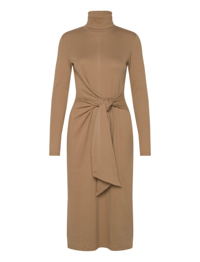 Lauren Ralph Lauren Tie-Front Turtleneck Dress - Beige - M