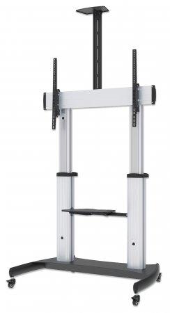 MANHATTAN MH TV Display Cart, Height-Adjustable for 60"-100", Silver, MANHATTAN MH TV Display Cart, Height-Adjustable for 60"-100", Silver,