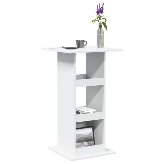  Barbord med oppbevaringsstativ hvit 60x60x102 cm konstruert tre 8721158386168