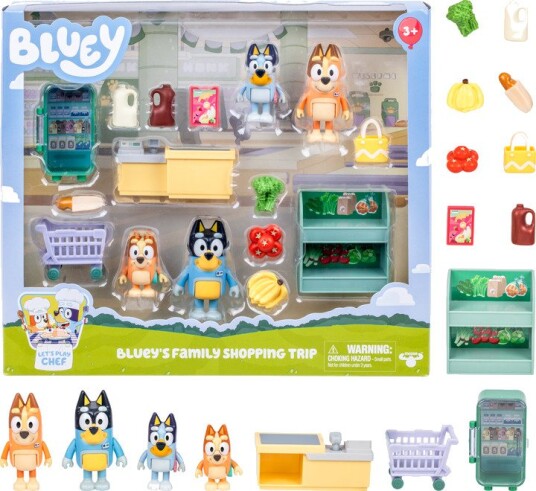 Bluey Lekesett Med 4 Figurer Familie Shoppingtur