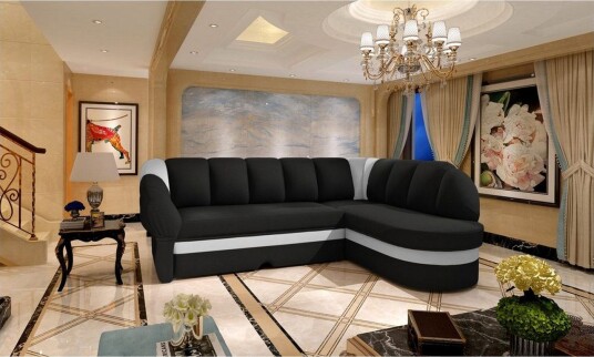 Seksjon Eltap Benano 250x85x180 cm Sawana 14 Soft 17 Svart Hvit Høyre