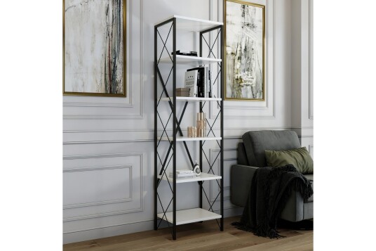 Suadiye Bokhylle 50 cm Hvit/Svart