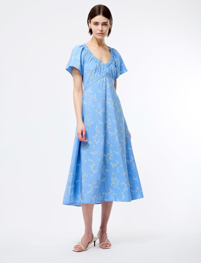 French Connection Daniella Faron Drape V Nk Midi - Blue - 34