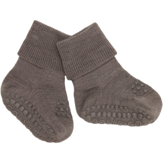 Gobabygo Brown Melange Non Slip Strømper I Merino Ull 23 26