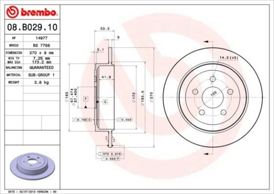 Bremseskive BREMBO 08.B029.10