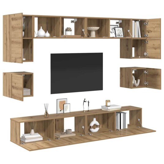 TV benksett 8 pcs artisan eik 100 x 30 x 30 cm Konstruert tre
