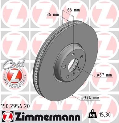 Bremseskive ZIMMERMANN 150.2954.20