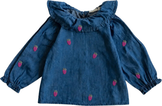 LouieLouie Elinor Ruffle Blouse Denim Blue 104 LouieLouie Elinor Ruffle Blouse Denim Blue 104