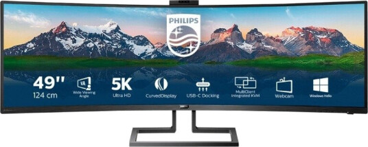 Philips 499P9H 49" Curved DQHD Skjerm med 2 HDMI og Innebygde Høyttalere Philips 499P9H 49" Curved DQHD Skjerm med 2 HDMI og Innebygde Høyttalere