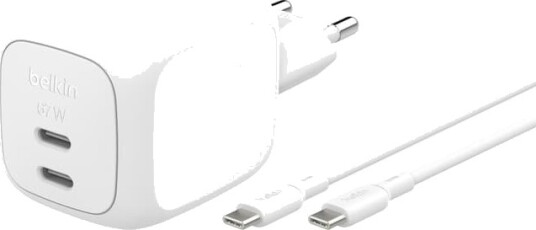 Belkin 67W USB-C PD vegglader med 2m kabel - Hvit