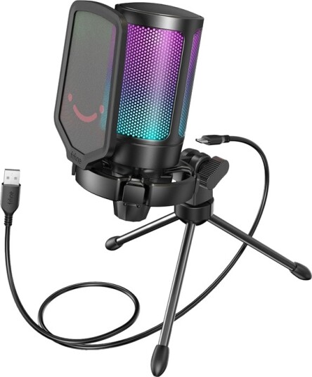 Fifine Ampligame A6v RGB Kondensatormikrofon Svart