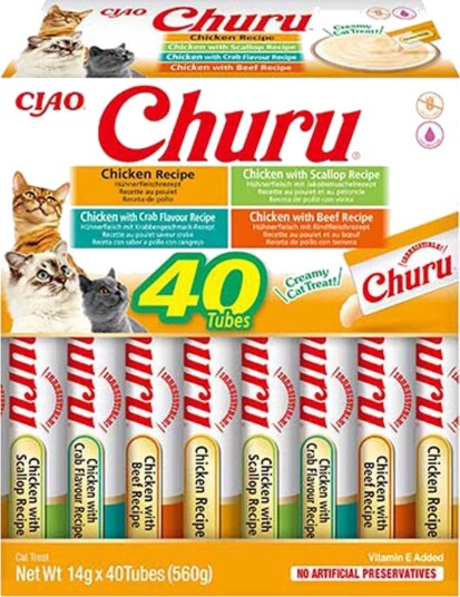 Churu Kattegodbidder Kylling 40 Stk - Variasjonsboks 14g