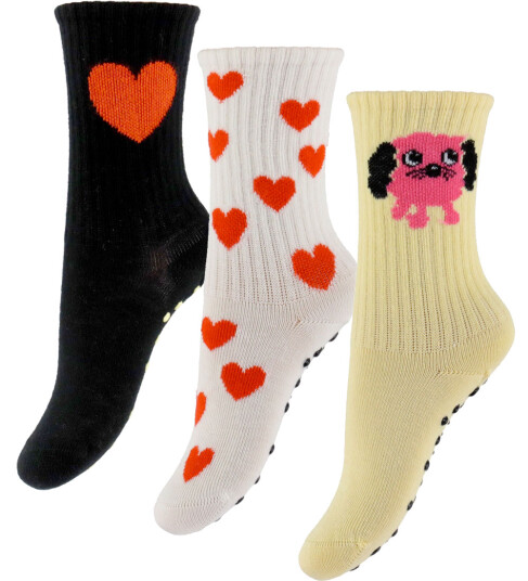 Mini Rodini Doggie 3-Pack Anti-Slip Socks - White - 20/23