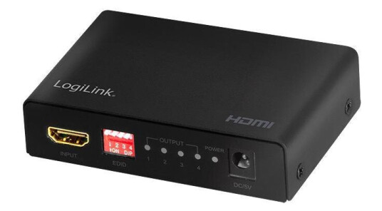 LogiLink HDMI-Splitter 1x4-Port, 4K/60Hz, Downscaler, EDID