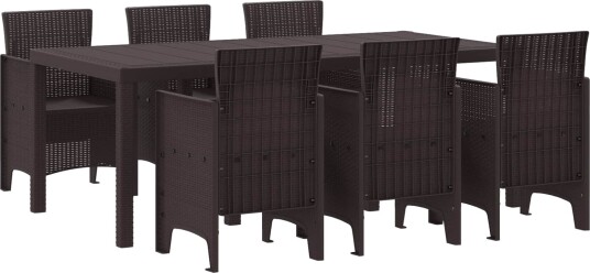 Hage spisebord 7 pcs Brun 200 x 100 x 73 cm