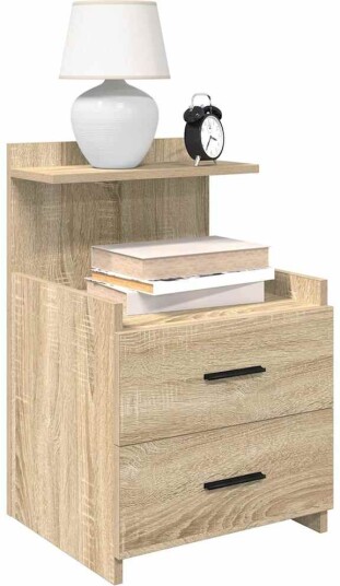 Nattbord 2 stk med 2 skuffer Sonoma eik 40x36,5x62 cm