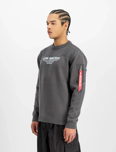 Alpha Industries Military Knit Pullover - Grey - XL Alpha Industries Military Knit Pullover - Grey - XL