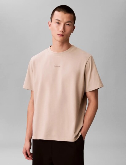 Calvin Klein Ss Stretch Cotton Pique Nano Tee Beige XL