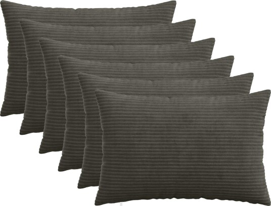 vidaXL Putetrekk 6 pcs HEERLEN Antrasitt 50 x 75 cm cordfløyel
